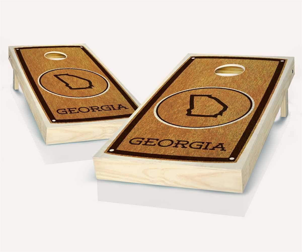Georgia State Themed Stained Cornhole Game Set - 2 Boards & 8 Bags with Custom Accessories - Perfect for Tailgating, Backyard BBQs, and College Game Day Parties