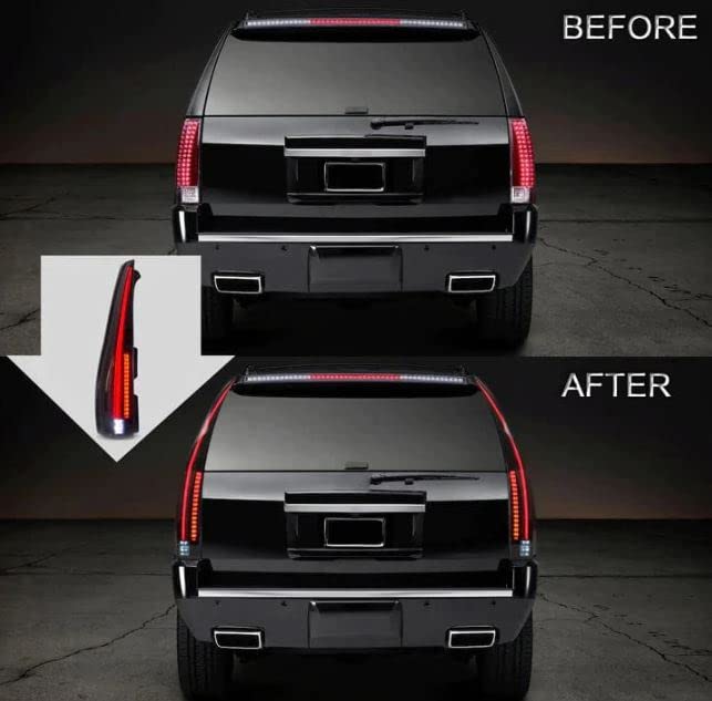 High-Quality Aftermarket LED Tail Lights for 2007-2014 Cadillac Escalade - Black 2-in-1 Design | Perfect for Night Driving & Custom Car Upgrades