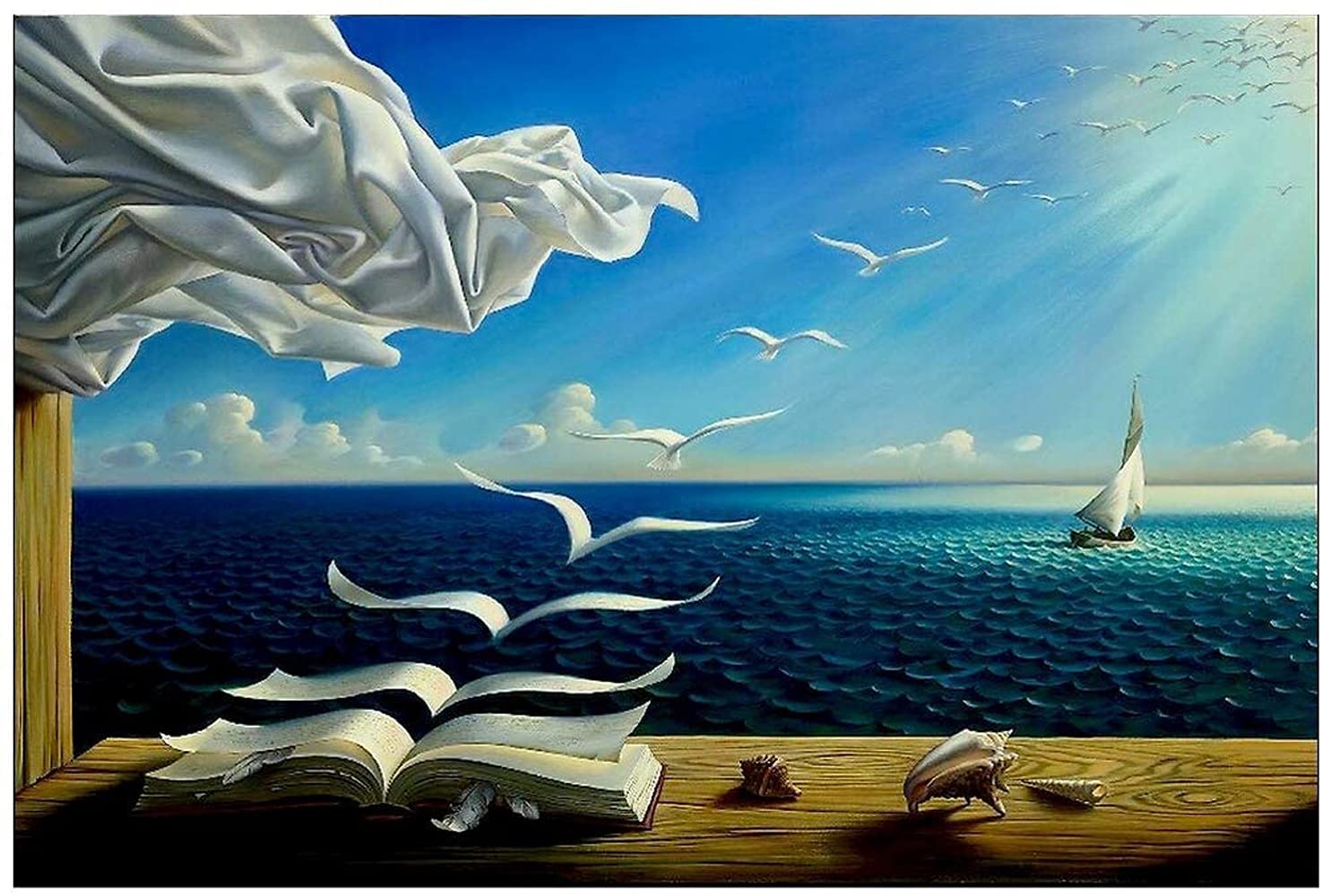 Salvador Dali Wall Art - The Wave Framed Canvas Painting Print - Ready to Hang Home Decor for Living Room, Bedroom & Office - Perfect for Modern Interior Design & Art Lovers