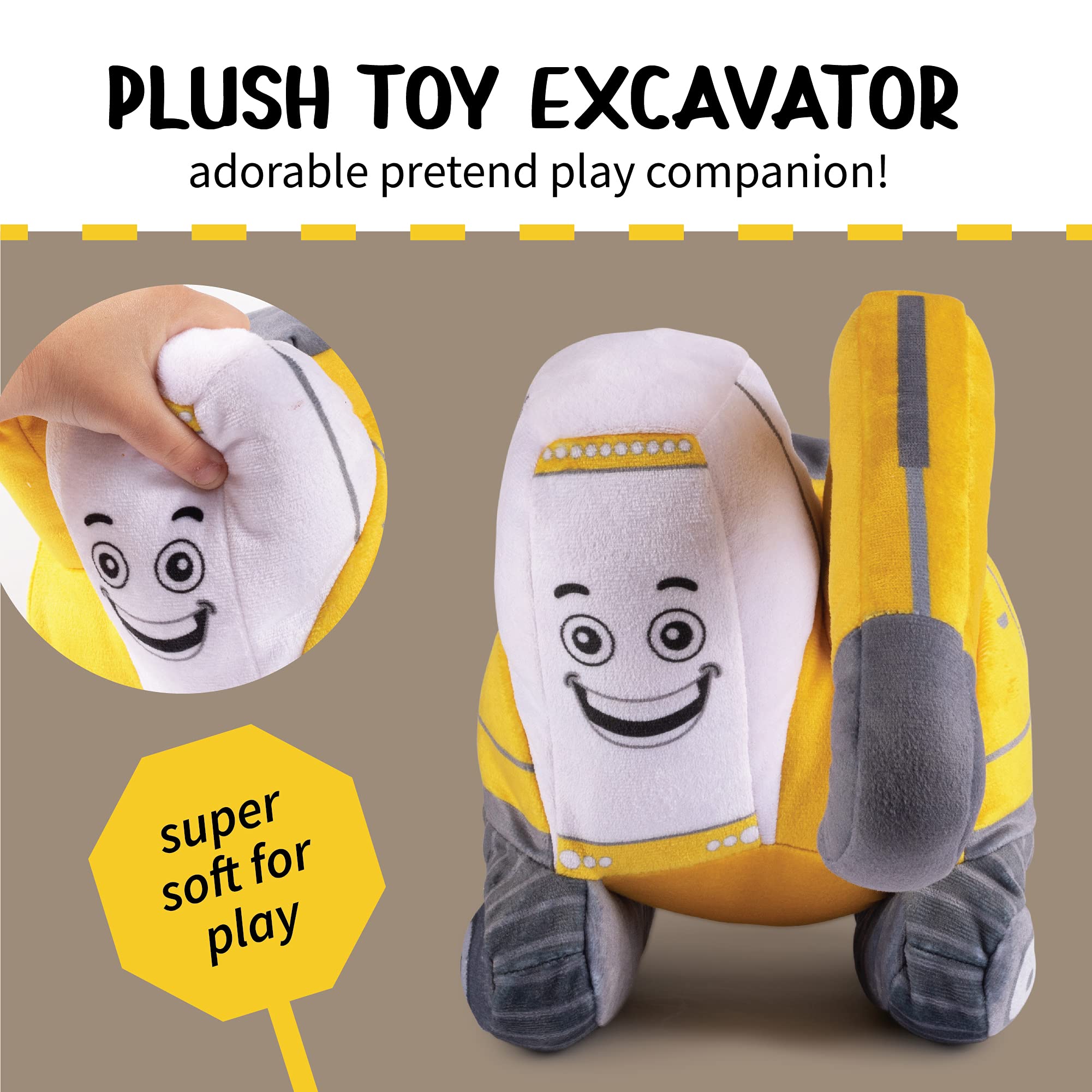 Soft Plush Excavator Toy for Toddlers - Interactive Construction Stuffed Truck with Realistic Design | Perfect for Pretend Play, Birthday Gifts & Early Learning Activities