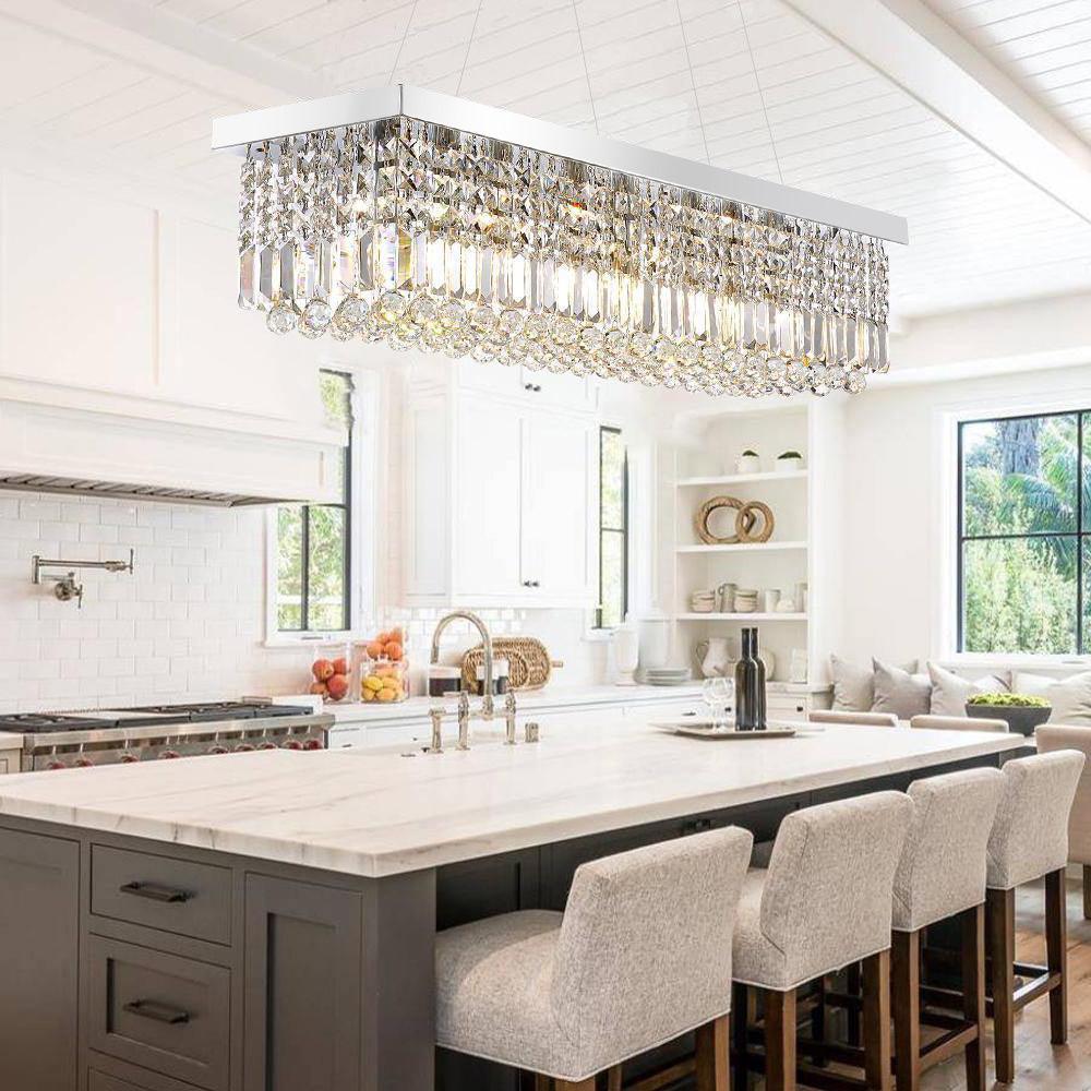 Elegant Crystal Raindrop Chandelier - Modern Ceiling Light Fixture for Dining Room, Living Room & Bedroom | Perfect for Home Decor & Wedding Venues