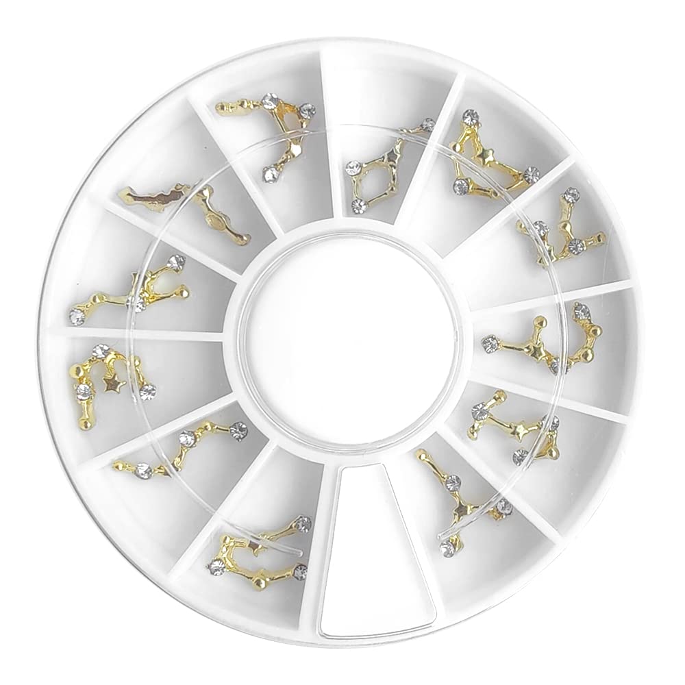 12 Pcs Zodiac Constellation Nail Charms - Metal Nail Art Accessories for DIY Manicure & Nail Decoration | Perfect for Women's Nail Art, Craft Projects & Gift Giving