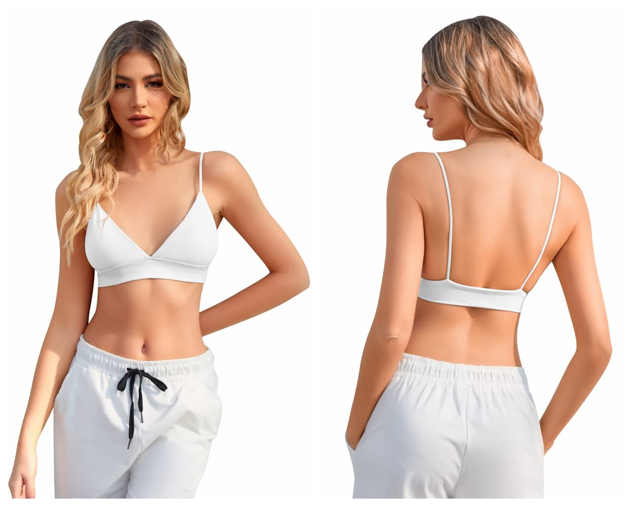 INIBUD Women's Wireless Bralette - Triangle Cups with Removable Padding, Pull-On Comfort for Everyday Wear | Perfect for Yoga, Lounge & Sleep