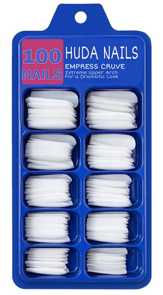 HUDA NAILS Beauty Artificial Nails Set - 100pcs Reusable Acrylic Fake Nails with Nail Glue (3g) for Salon, Party & Special Occasions