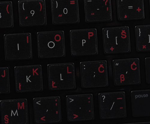 Croatian Slovenian Keyboard Stickers - Transparent Background with Blue, Orange, Red, White or Yellow Letters (14x14) - Perfect for Laptops, Desktops, and Mechanical Keyboards - Easy Installation for Multilingual Typing