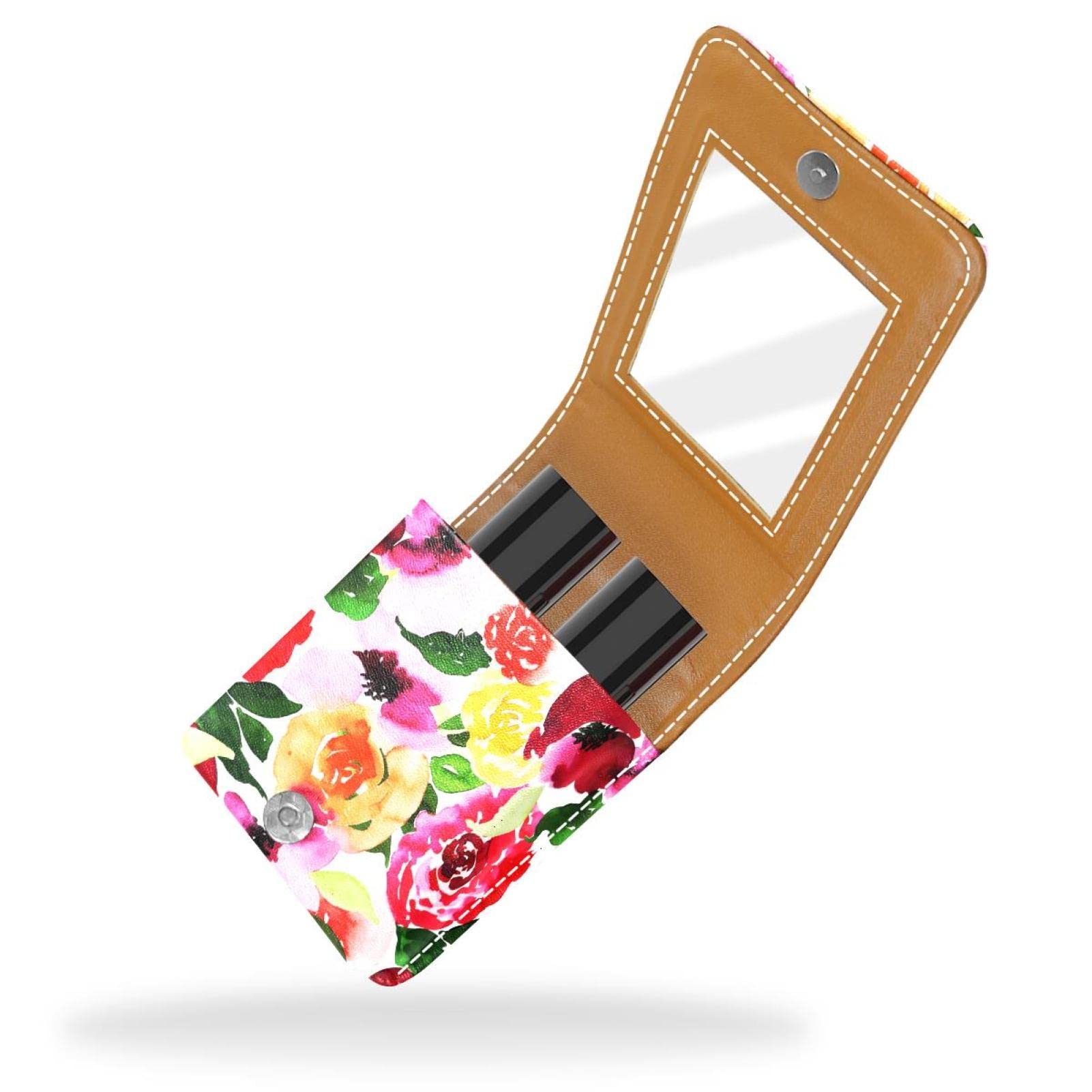 Personalized Lipstick Case - Portable Makeup Bag & Cosmetic Pouch Organizer with Tropical Red Floral Design | Perfect for Travel, Gift & Daily Makeup Storage
