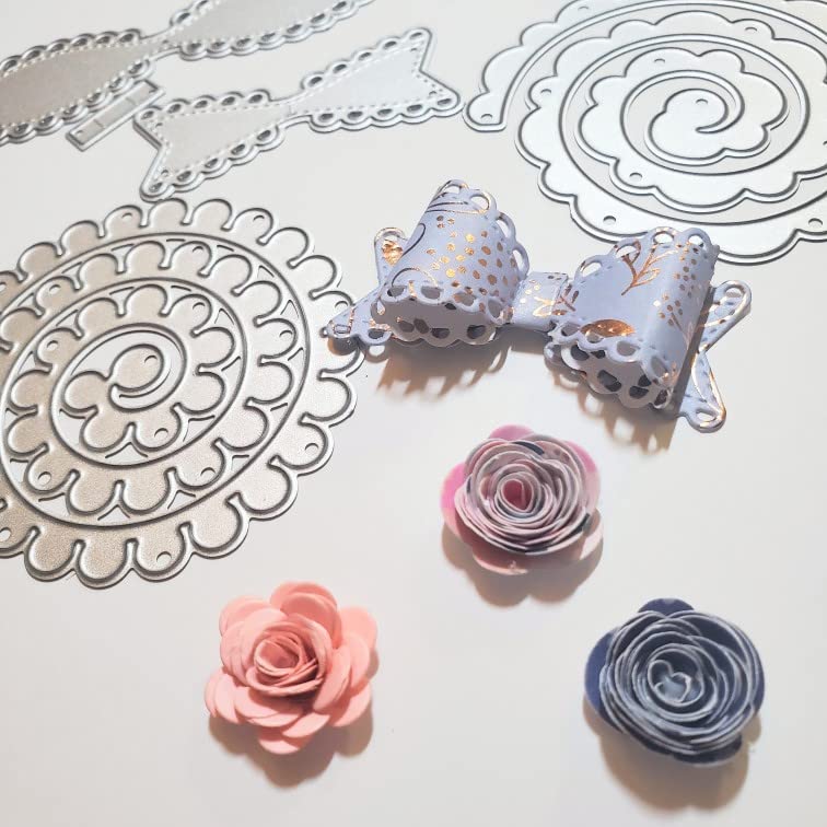 24 Pieces 3D Flowers Spiral Metal Cutting Dies for Card Making, DIY Scrapbooking, 3D Blossom Paper Crafting, Handmade Crafts, Arts Supplies, Metal Die Cuts Punch for Wedding Invitations, Greeting Cards, Home Decor