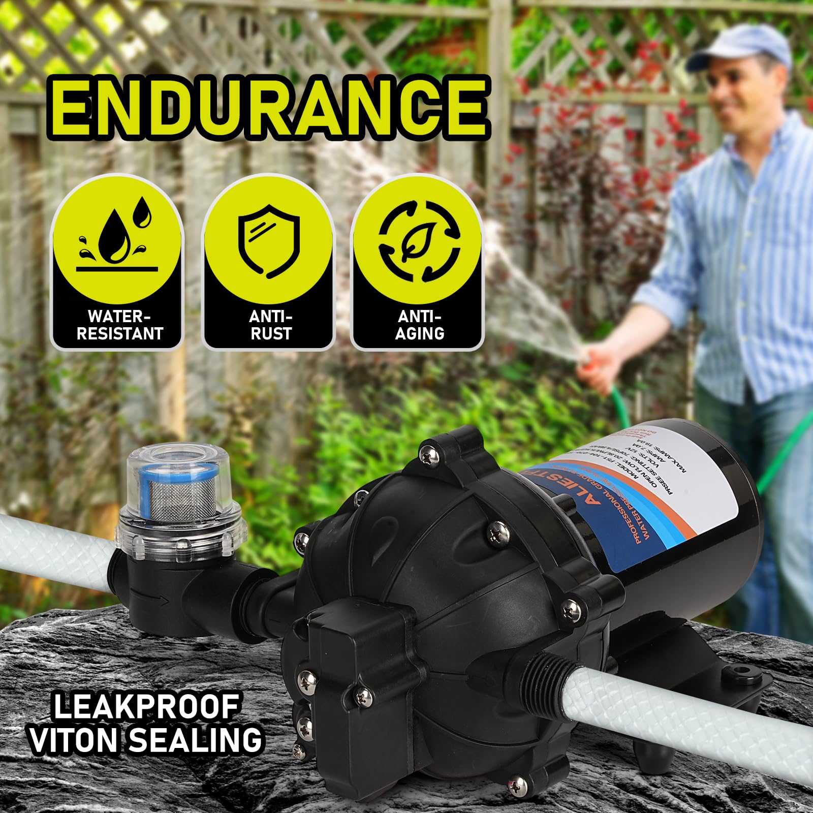 12V DC RV Fresh Water Pump - 6.5GPM 70PSI Heavy Duty Diaphragm Pump with Self-Priming & Pressure Switch for RV, Marine, Camping | Perfect for Caravan Water Systems, Yacht Plumbing & Off-Grid Living