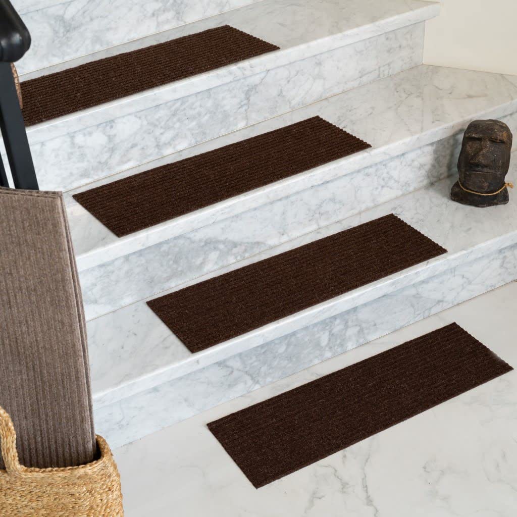 Natural Cotton Area Rugs - Dark Brown DIY Pet Friendly Carpet Stair Treads (9