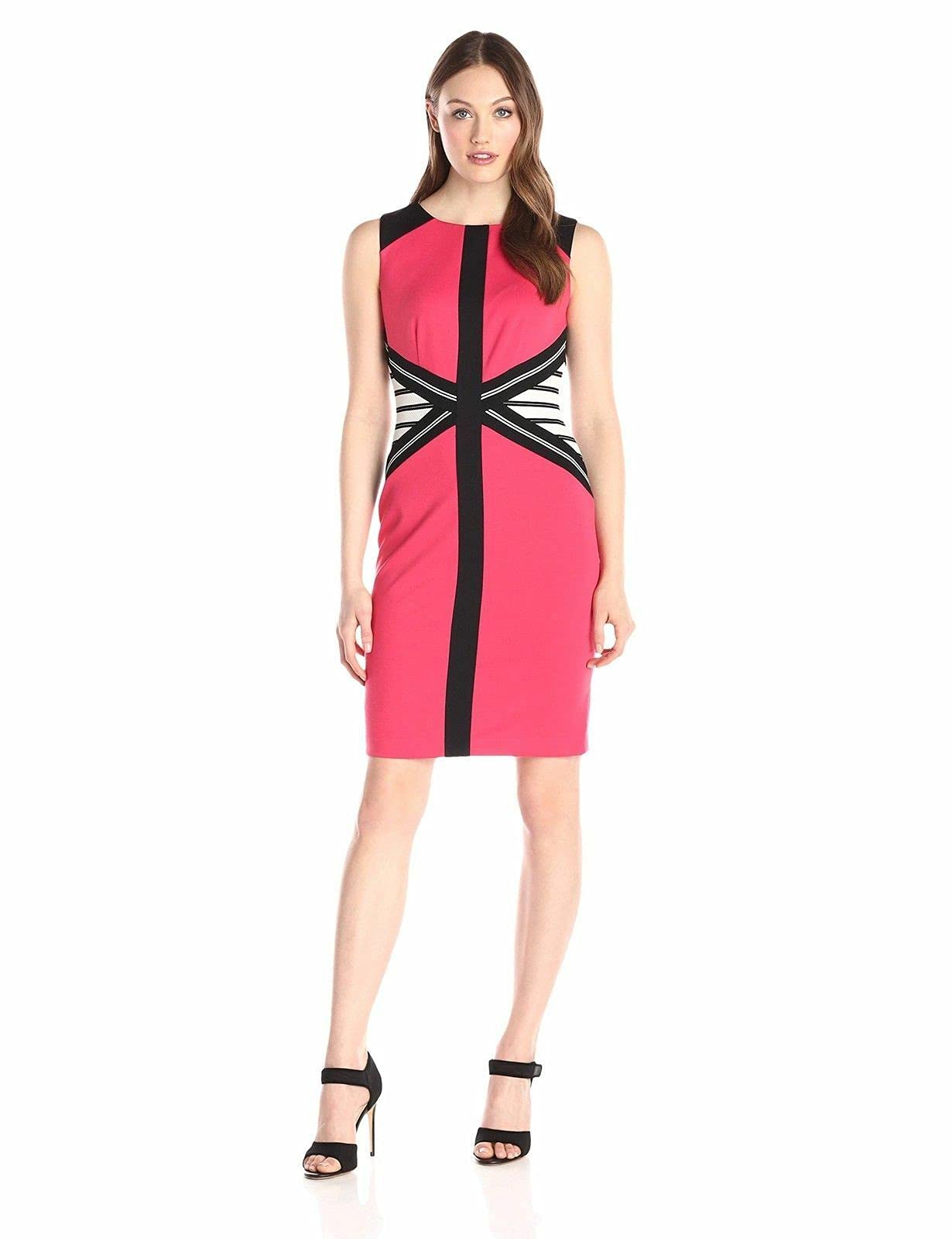 Ivanka Trump Women's Sleeveless Sheath Dress with Stripe Inset - Elegant Office Wear & Summer Cocktail Party Dress