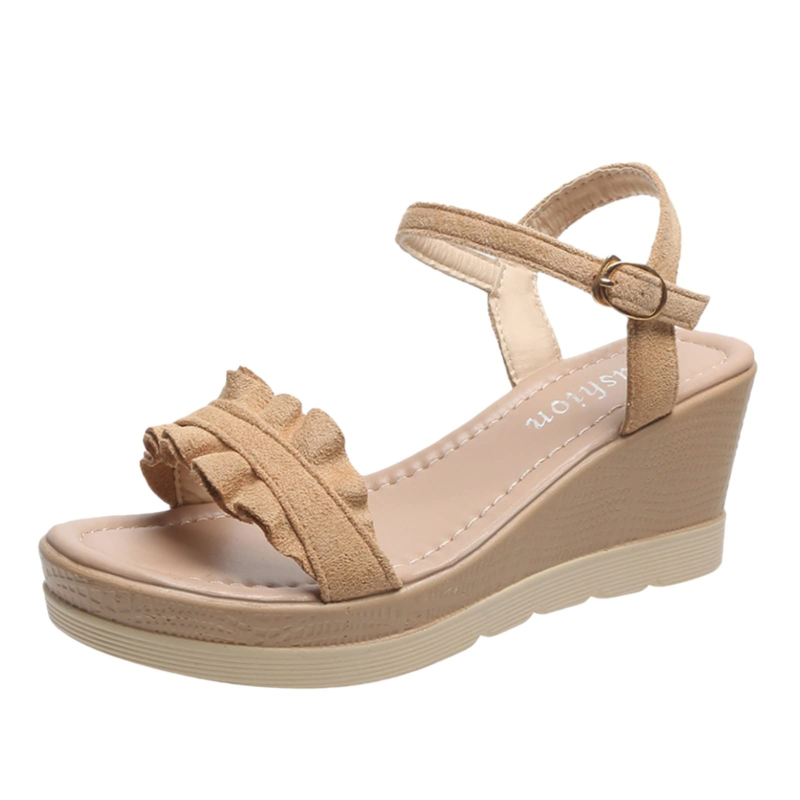 Women's White Wedge Sandals with Peep Toe & Platform - Summer Casual Shoes for Outdoor, Beach, and Everyday Wear