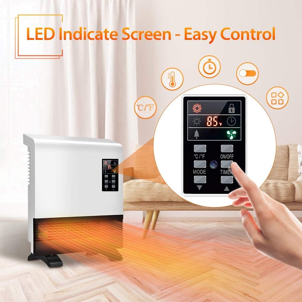 Airchoice 1500W Electric Space Heater - Wall Mounted or Stand Use with Timer & 3 Heating Modes | Energy Efficient Infrared Heater for Bedroom, Bathroom & Office | Perfect for Winter Warmth & Small Room Heating