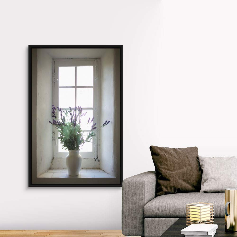Mediterranean Coast in Provence Black Float Frame Canvas Art - Coastal Photography Wall Decor for Living Room, Bedroom & Office