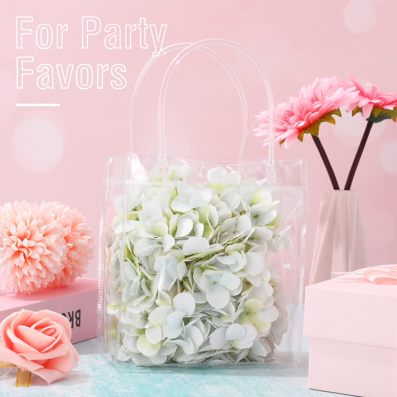 Whaline 60-Pack Clear PVC Gift Bags with Handles - 5.9