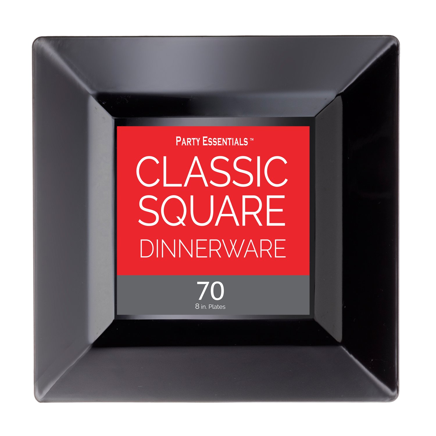 Premium 8-inch Black Classic Square Plates - Party Essentials N897017 (Case of 280) - Perfect for Weddings, Birthdays, and Catering Events