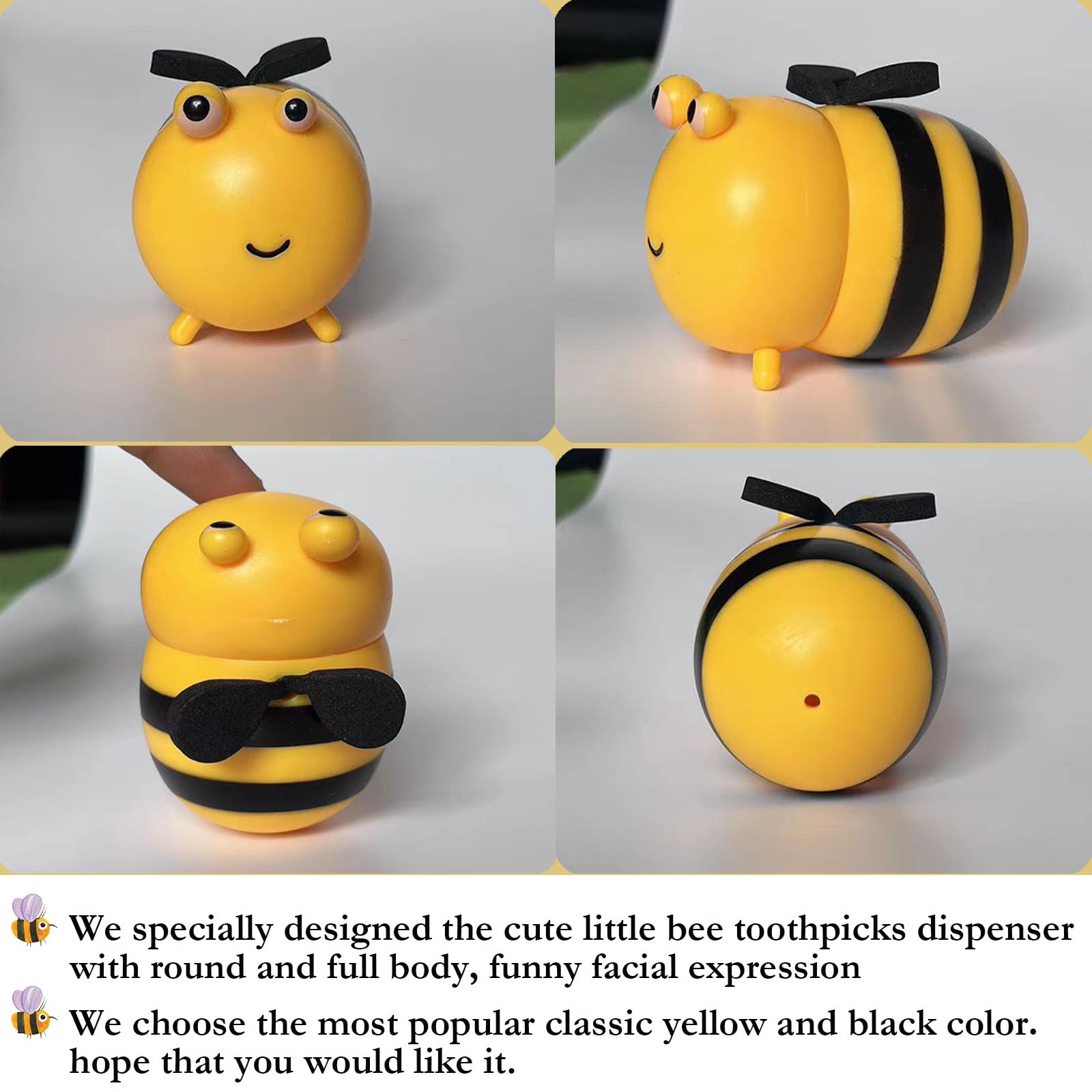 Bee Toothpick Holder & Dispenser - Cute Home Decor Gift for Housewarming, Kitchen & Dining Table - Bee-Themed Decoration Without Toothpicks | Perfect for Parties, Weddings & Farmhouse Style Decor