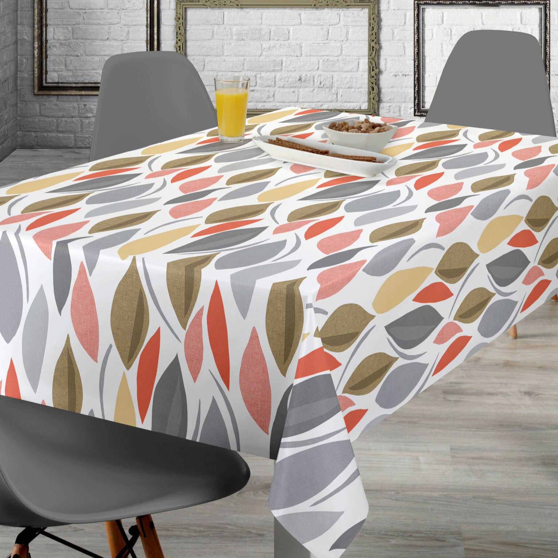Multi-Leaf Waterproof Vinyl Tablecloth - Durable & Easy Clean Oilcloth for Kitchen, Dining, Outdoor Picnics & Party Decorations