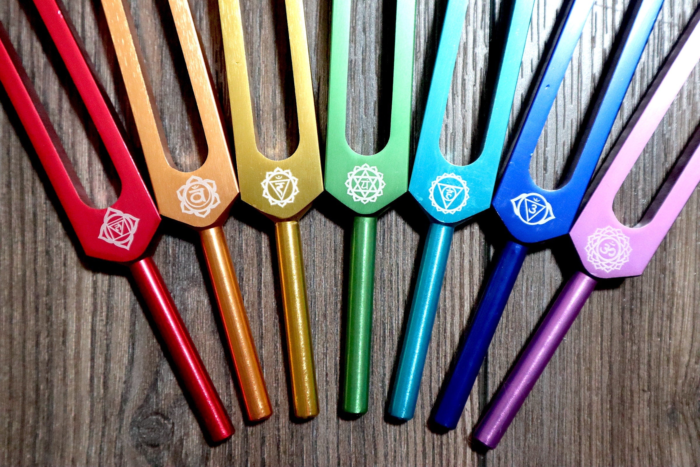 Professional 7pc Chakra Tuning Forks Set - Precisely Tuned .25 for Mantra Practice, Energy Healing & Sound Therapy | Perfect for Meditation, Yoga & Chakra Balancing Sessions