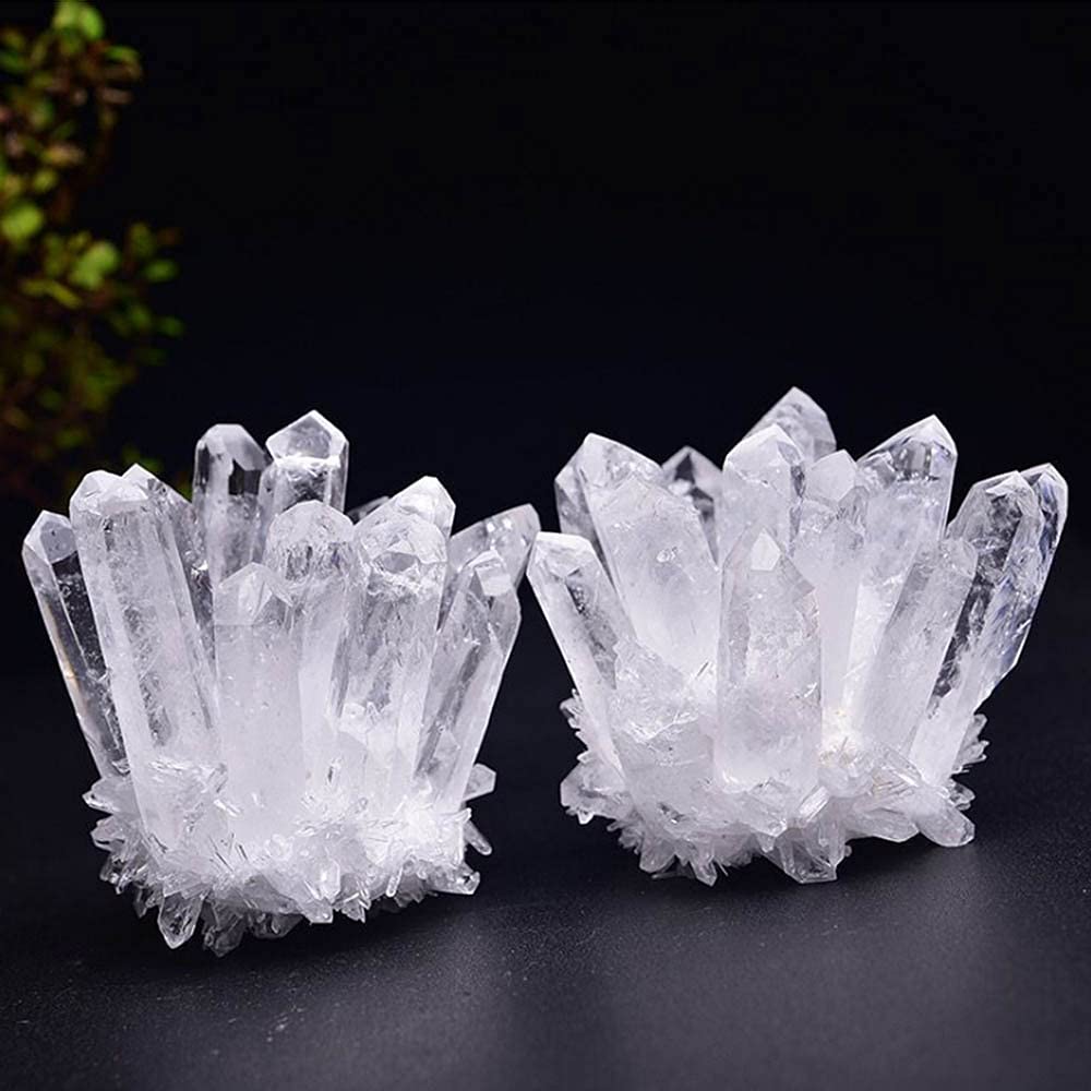 Natural Clear Quartz Crystal Cluster with Green Phantom & Amethyst - Healing Stone Decor (1.98-2.2lb) for Meditation, Reiki, Home Decor & Spiritual Gifts