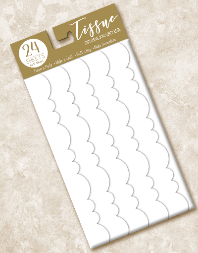 Premium White Scalloped Tissue Paper for Gift Wrapping, Party Decorations & DIY Crafts - 50 Sheets Bulk Pack - Elegant Lace Edge Design for Weddings, Baby Showers & Home Decor