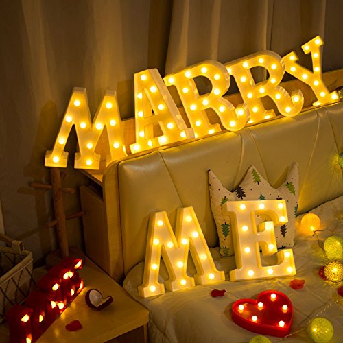 LED Marquee Letter Lights - Battery Powered Warm White Alphabet Wall Sign for Wedding, Birthday, Christmas Decor - Romantic Home Lighting & Party Decoration (Letter I)