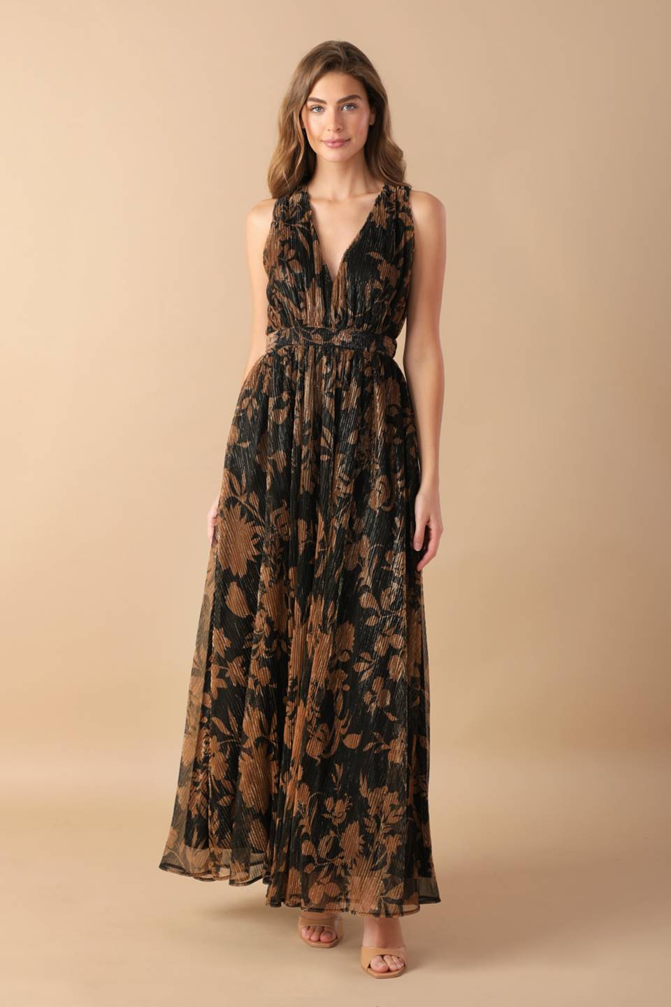 EVERYDAY HUSTLE WOVEN PLEATED MAXI DRESS - Women's Flowy Boho Long Dress for Casual Wear, Beach & Summer Outfits