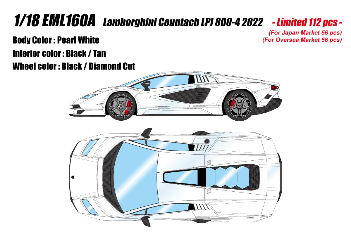 PREORDER Make Up Co., Ltd Eidolon 1:18 Scale Lamborghini Countach LPI 800-4 2022 Diecast Model Car - Perfect for Collectors, Display, and Gift Giving