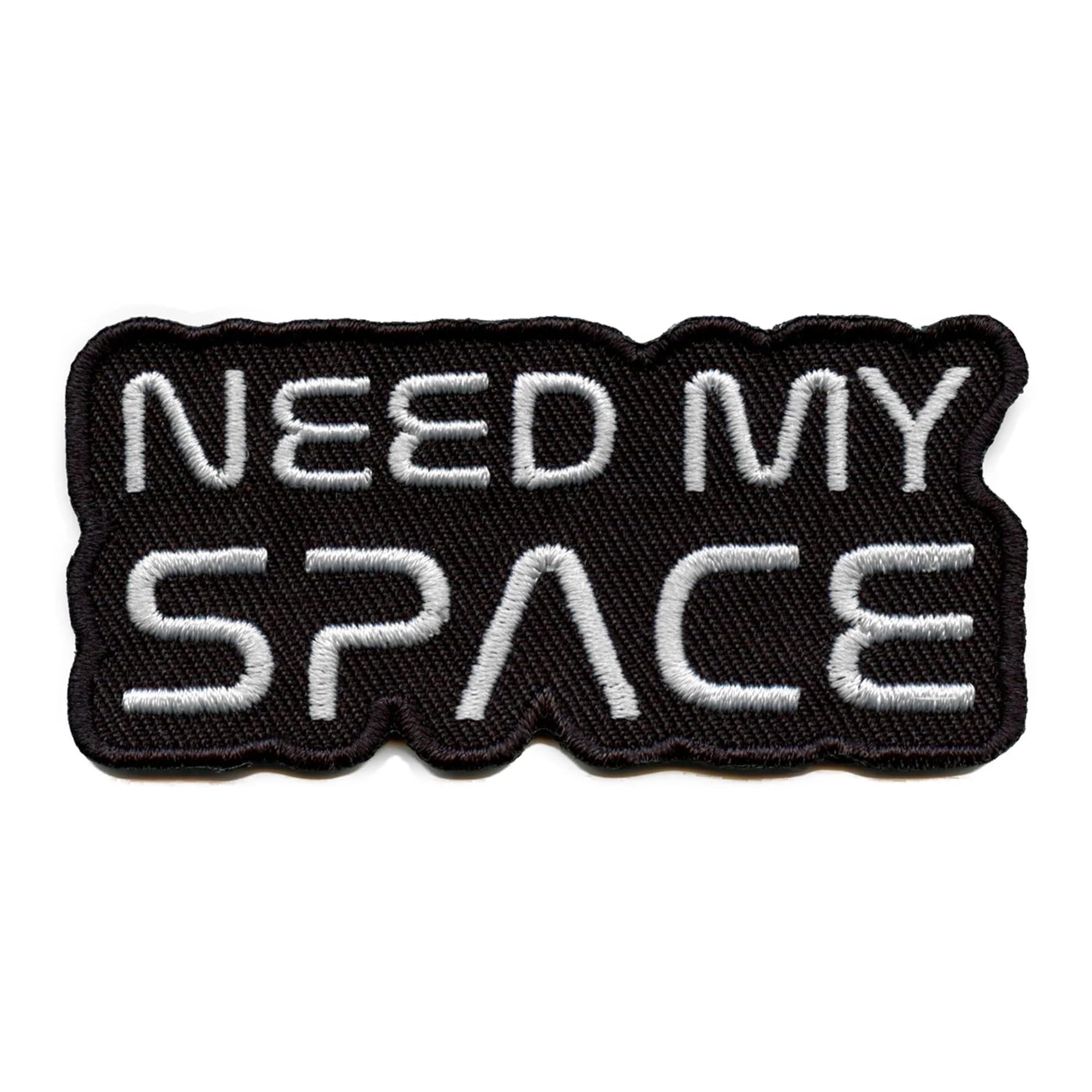 Need My Space Patch - Outer Space Font Embroidered Iron On Applique for Jackets, Backpacks & DIY Crafts