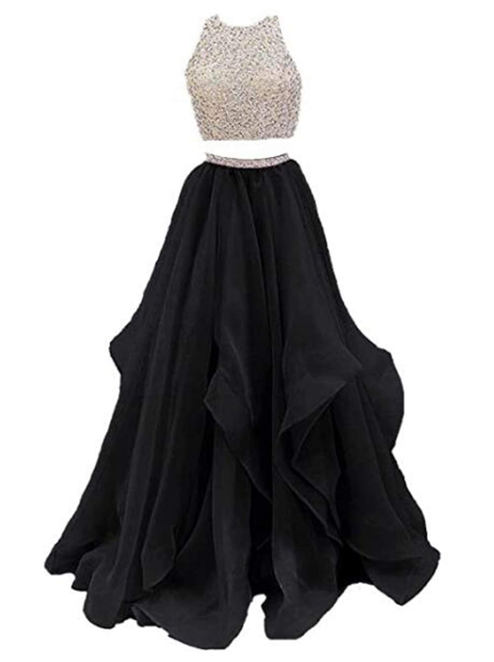 ANGELA Women's Beaded 2-Piece Prom Dress Long Layered Evening Gown for Homecoming, Wedding, Party & Special Occasions | 2021 Collection