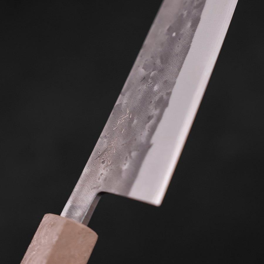 Premium Santoku Knife 165mm - Blue Steel #2 Nashiji Stainless Clad with White Urushi Handle - Japanese Chef Knife for Slicing, Dicing & Chopping Vegetables, Meat & Fish - Perfect for Home Cooks & Professional Chefs