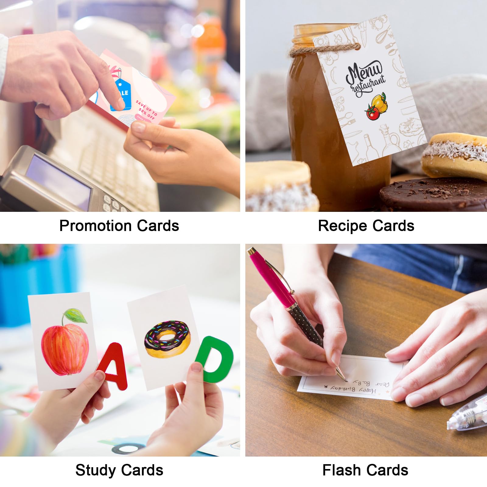 MaxGear 3x5 Inch Printable Index Cards - 120 Blank Flash Cards for Laser & Inkjet Printers | Double-Sided White Note Cards (3 Cards/Sheet, 40 Sheets) - Perfect for Study Notes, Recipe Cards & Office Organization
