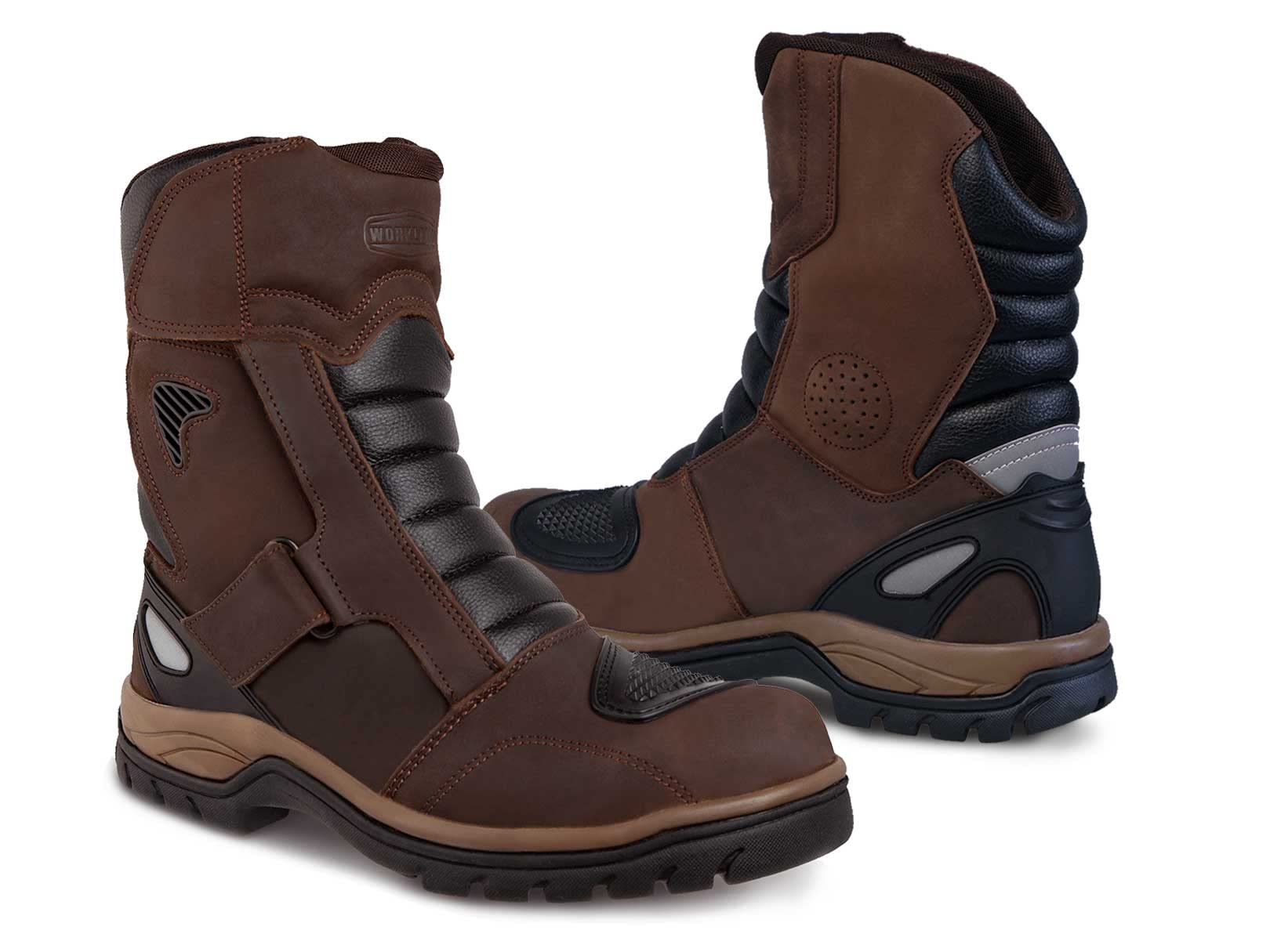 WORKLAND 77418 Men's Motorcycle Boots - Slip Resistant Leather Work Boots for Tactical, Biking & Sports - Durable Combat Boots for Touring & Outdoor Adventures - Ideal for Motorcycle Riders, Construction Workers & Hiking Enthusiasts