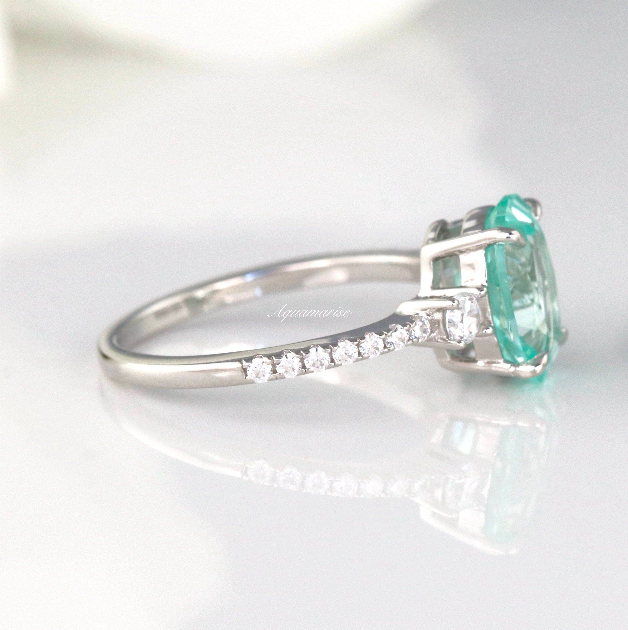 Bella Green Sapphire Ring Set - Sterling Silver Jewelry for Women, Elegant Wedding & Engagement Ring, Perfect Gift for Her - Ideal for Anniversaries, Proposals & Special Occasions