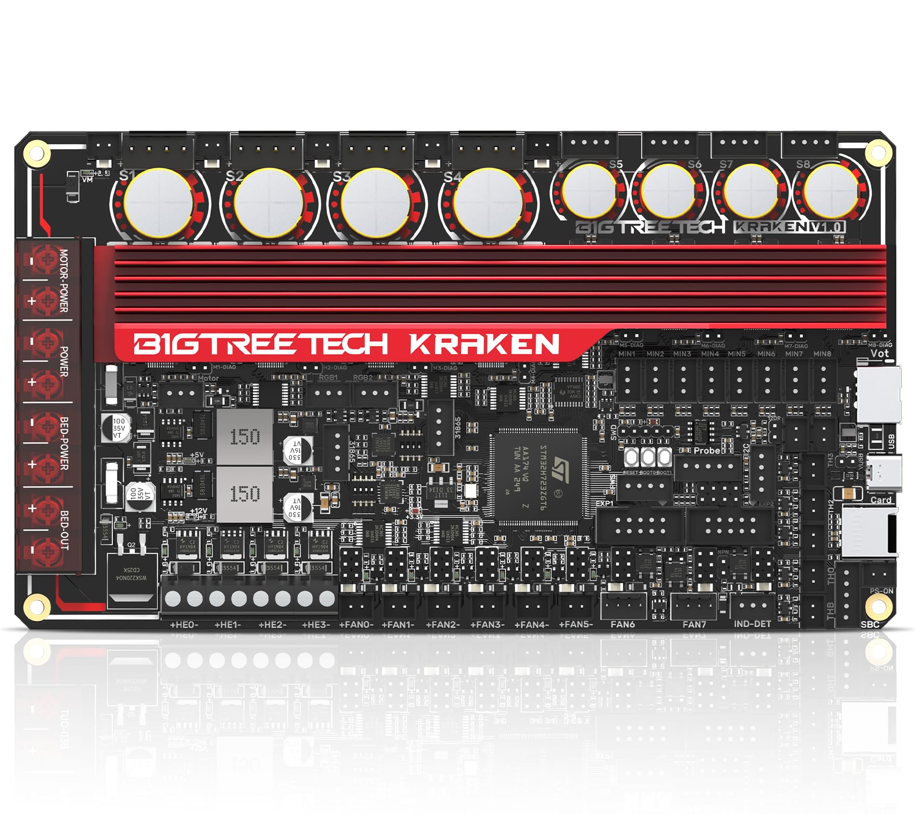 BIGTREETECH Kraken 3D Printer Control Board - 8×TMC2160 Drivers, 60V High-Performance, Compatible with Voron Phoenix CoreXY, DIY Support for Klipper/Marlin/RRF - Perfect for HDMI5/HDMI7, EBB SB2209 CAN, BTT Pi - Ideal for High-Speed 3D Printing and Advanced CNC Projects