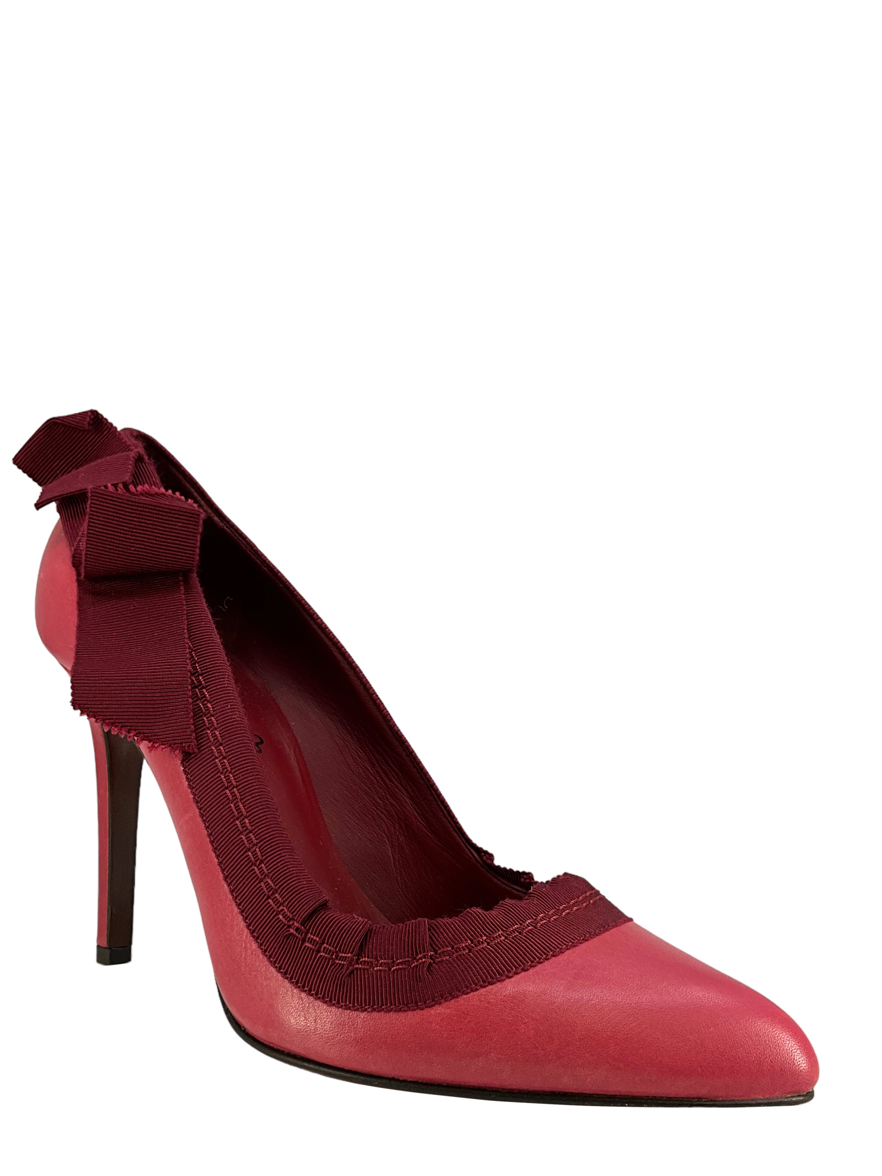 Lanvin Women's Leather Pointed Toe Ribbon Pumps - Size 7.5 US - New Designer Heels for Wedding, Party & Formal Events