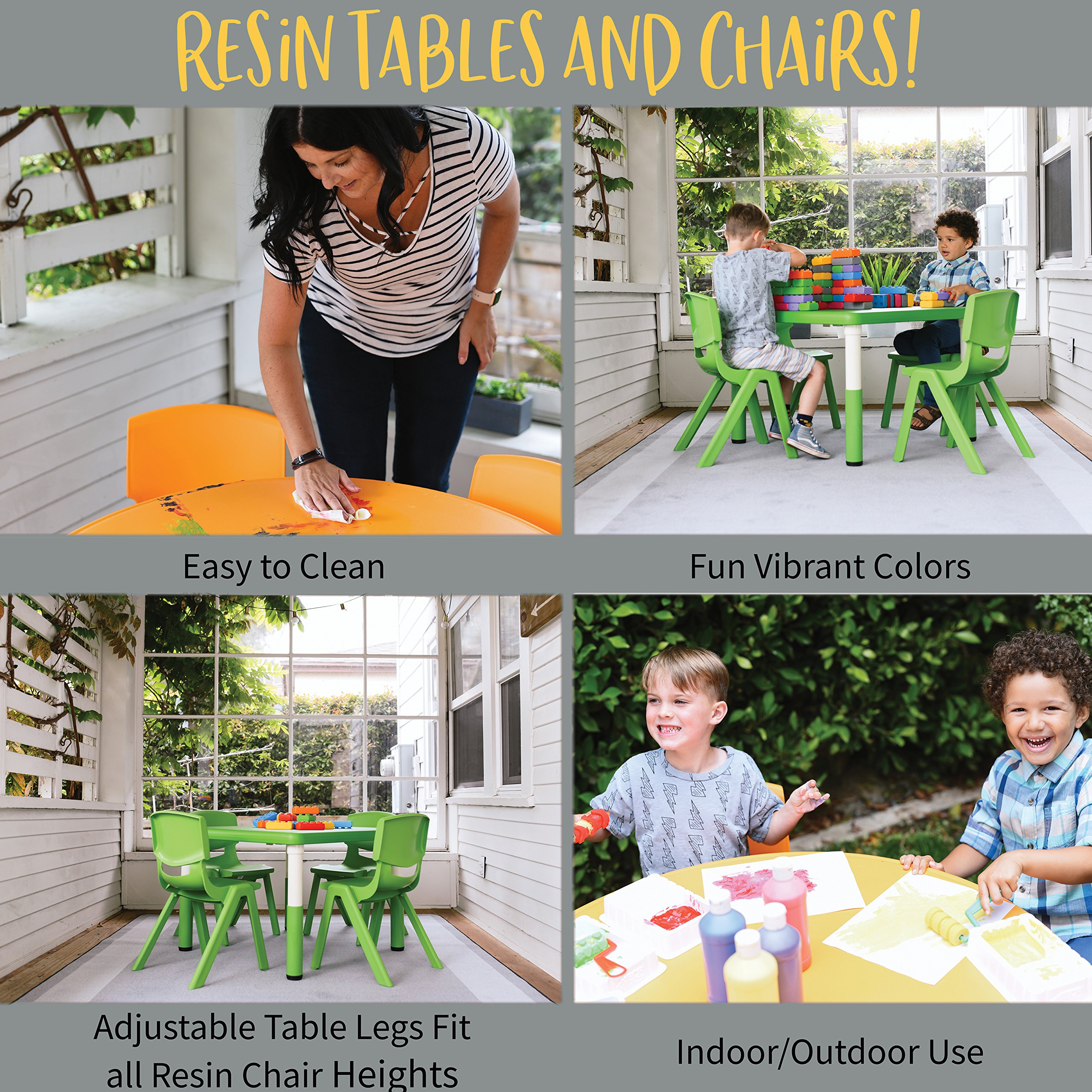 ECR4Kids School Stack Resin Chair - 4-Pack Navy Blue Plastic Stacking Chairs for Kids, 18