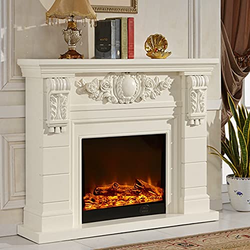 Electric Fireplace Insert with Realistic Flame Effect - White Wooden Mantel Set with Heater for Living Room, Bedroom & Office - Energy Efficient & Easy Installation