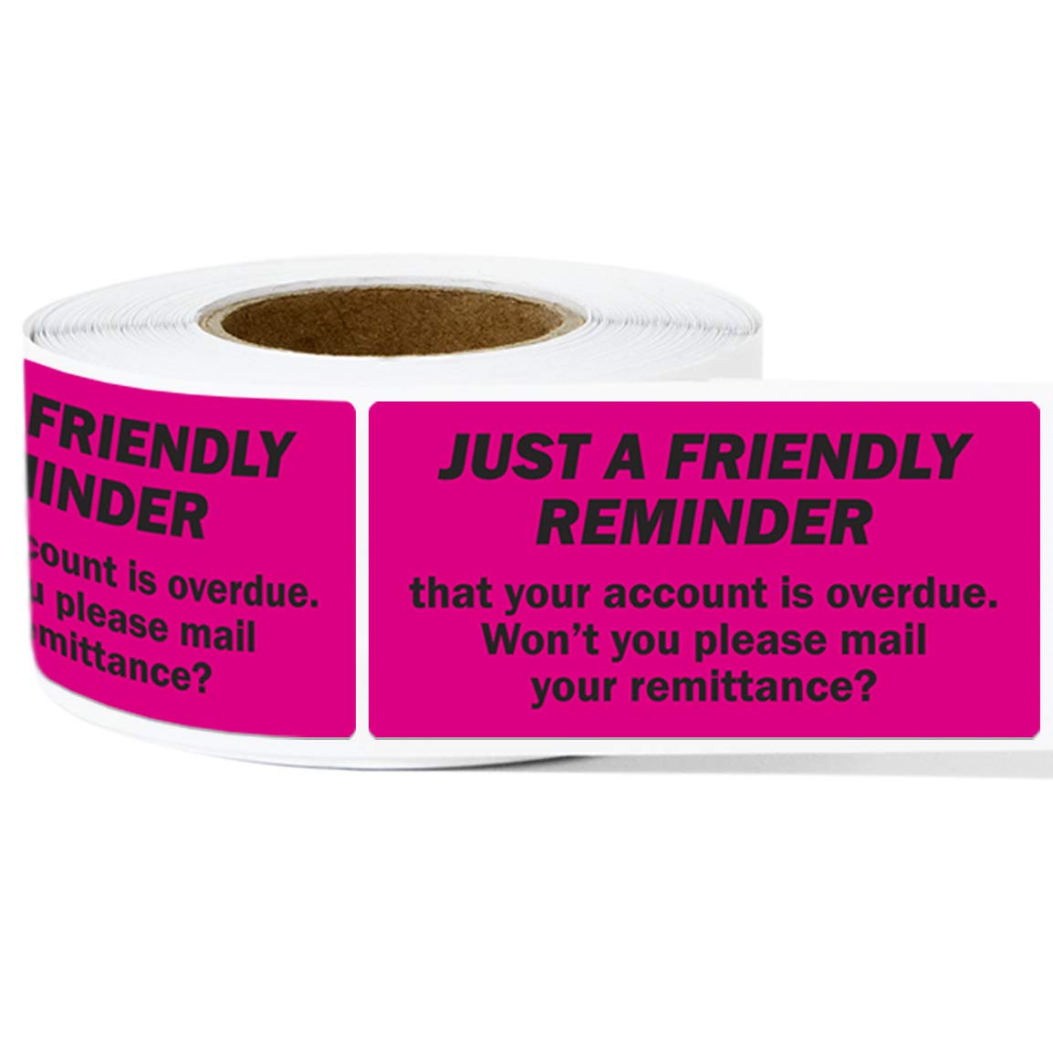 300 Friendly Reminder Stickers - 1 x 2 Inch Past Due Account Labels for Billing & Collections (Pink, 1 Roll) - Perfect for Organizing Overdue Payments, Office Reminders & Customer Notices