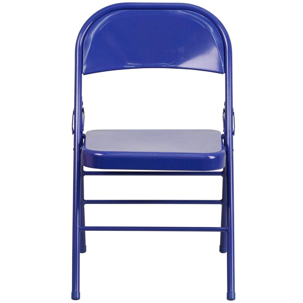 Flash Furniture 2-Pack HERCULES COLORBURST Series Cobalt Blue Metal Folding Chairs - Heavy Duty Triple Braced & Double Hinged for Indoor/Outdoor Events, Parties, Weddings, and Banquets