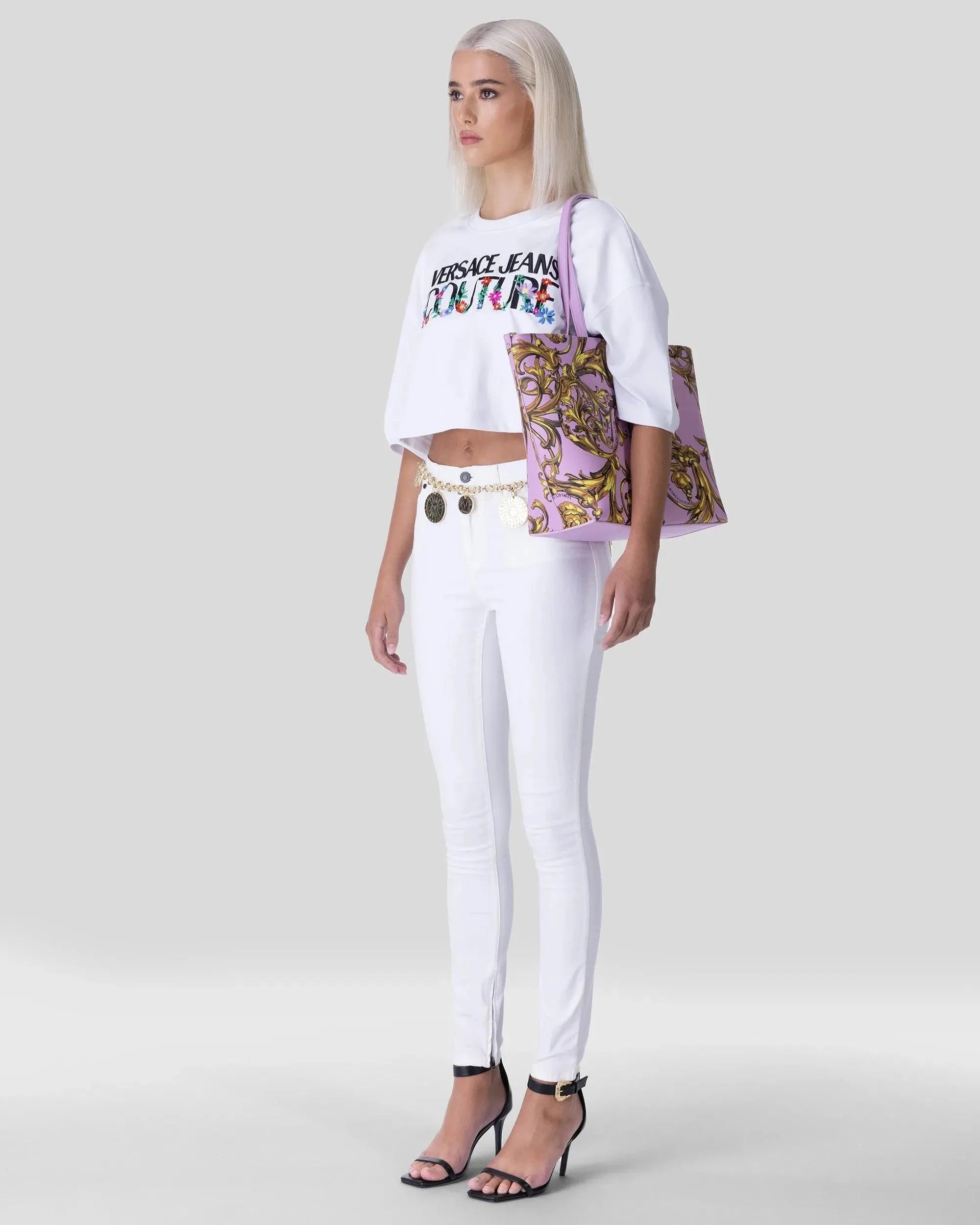 Floral Logo Cropped T-Shirt for Women | Trendy Summer Fashion Top | Perfect for Casual Outings, Beach Wear & Street Style