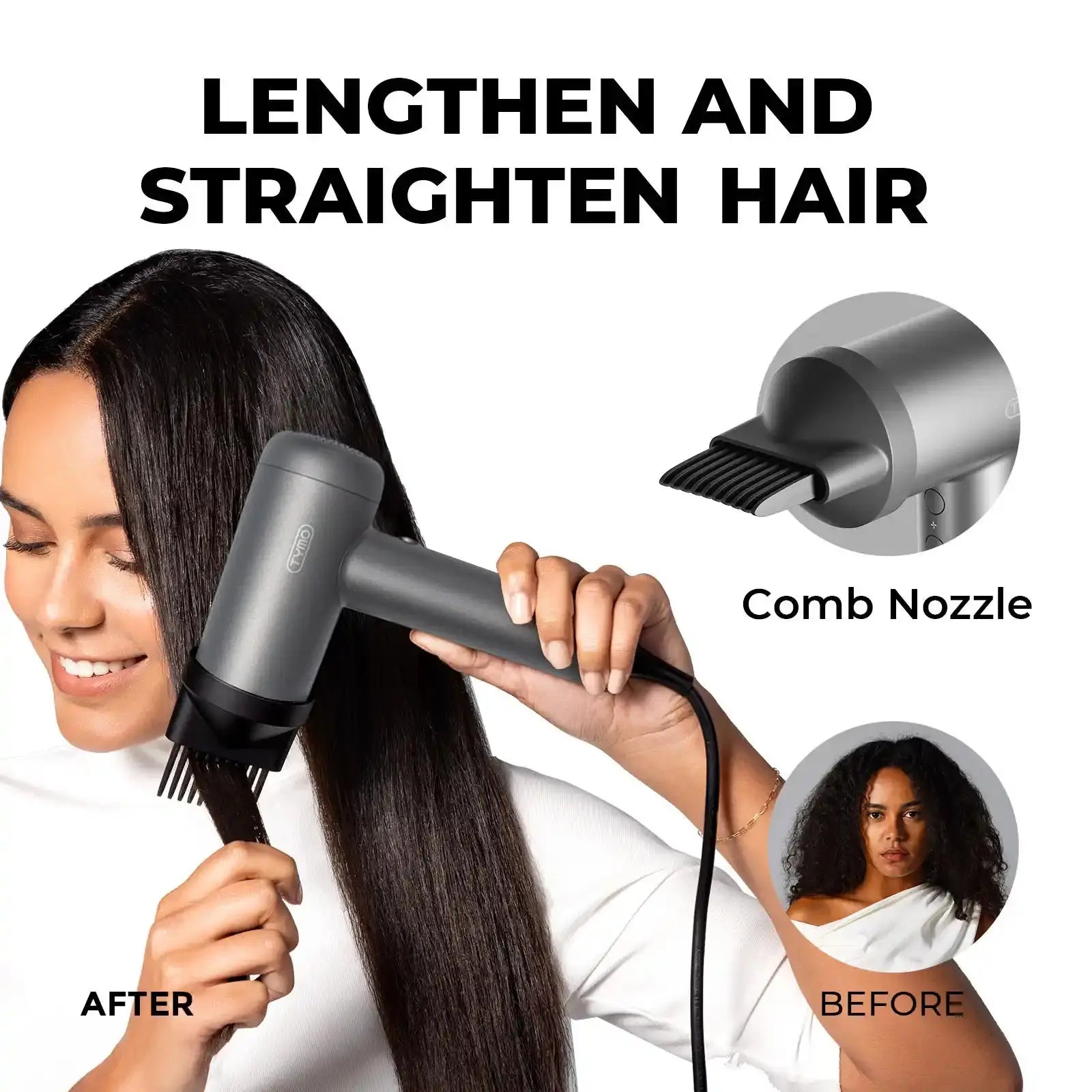 TYMO AIRHYPE LITE 3 Nozzles Professional Hair Dryer - Lightweight & Fast Drying for Salon-Quality Styling at Home | Perfect for Travel, Daily Use & Salon Professionals