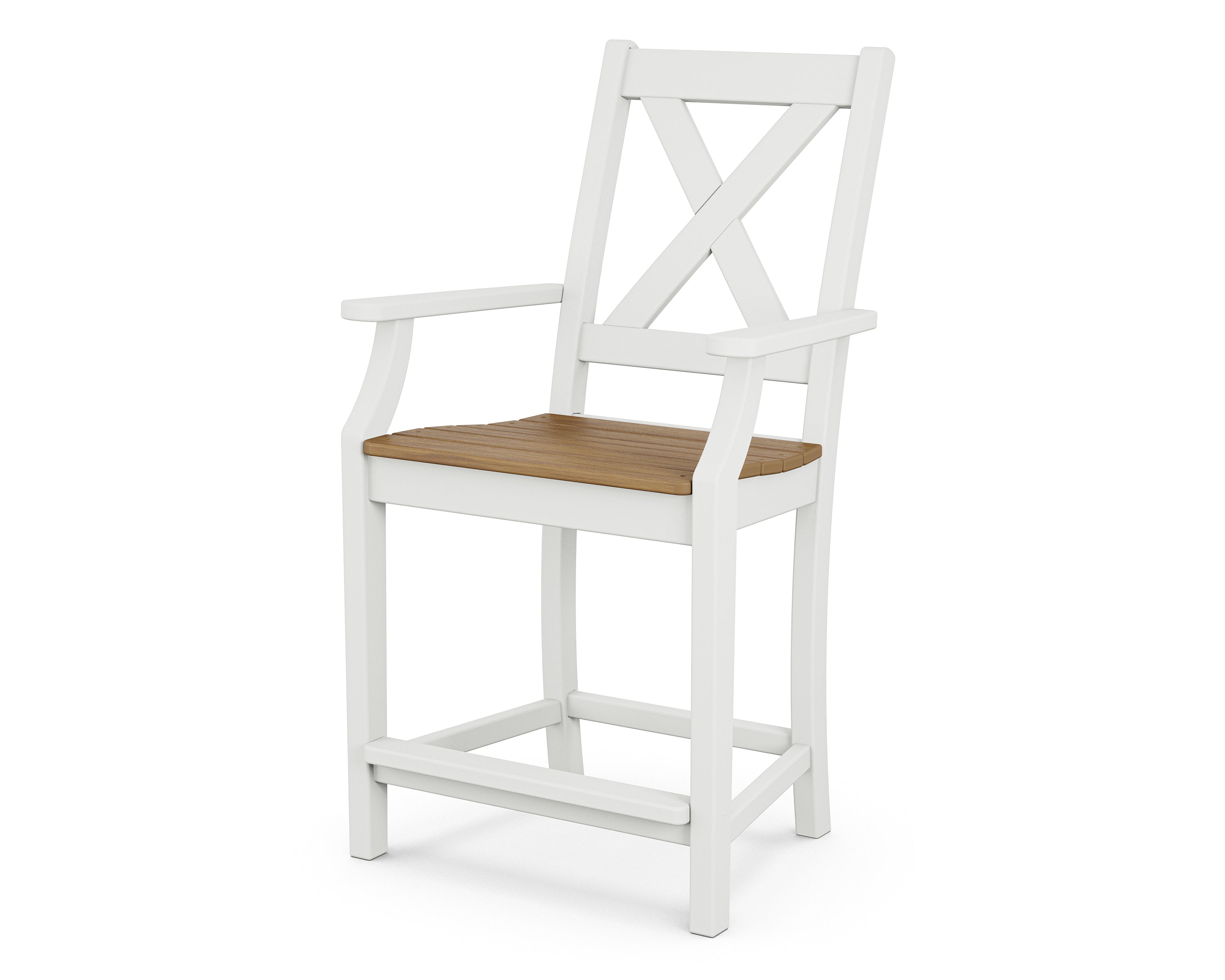 POLYWOOD Braxton Counter Height Arm Chair - Durable Outdoor & Indoor Bar Stool for Kitchen, Patio, and Dining - Weather-Resistant & Comfortable Seating