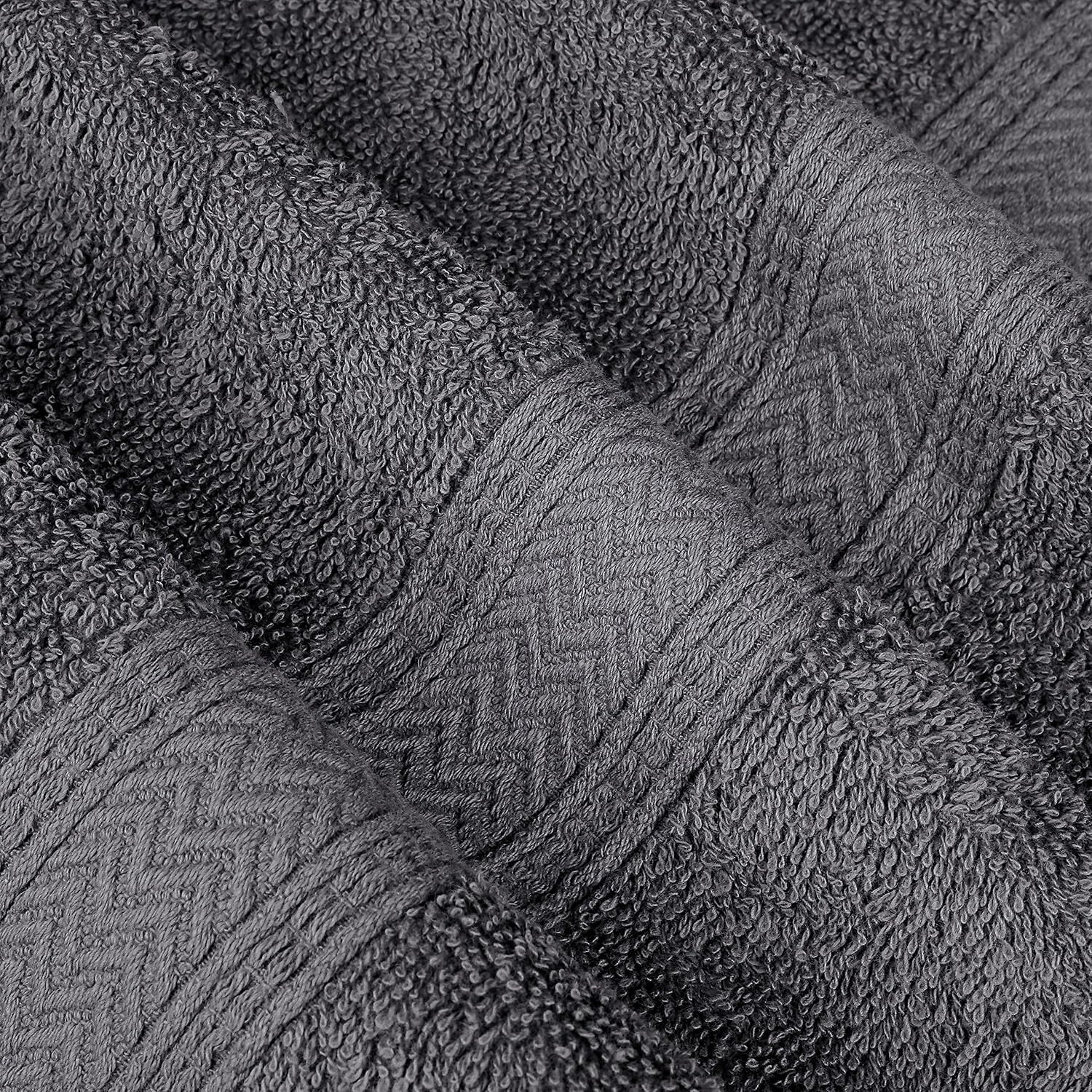 Premium 12-Piece 600 GSM Cotton Bath Towel Set - Ultra Soft & Absorbent Hotel & Spa Towels (2 Bath, 4 Hand, 6 Washcloths) - 100% Cotton Luxury Bathroom Towels for Home, Gym & Spa - Grey