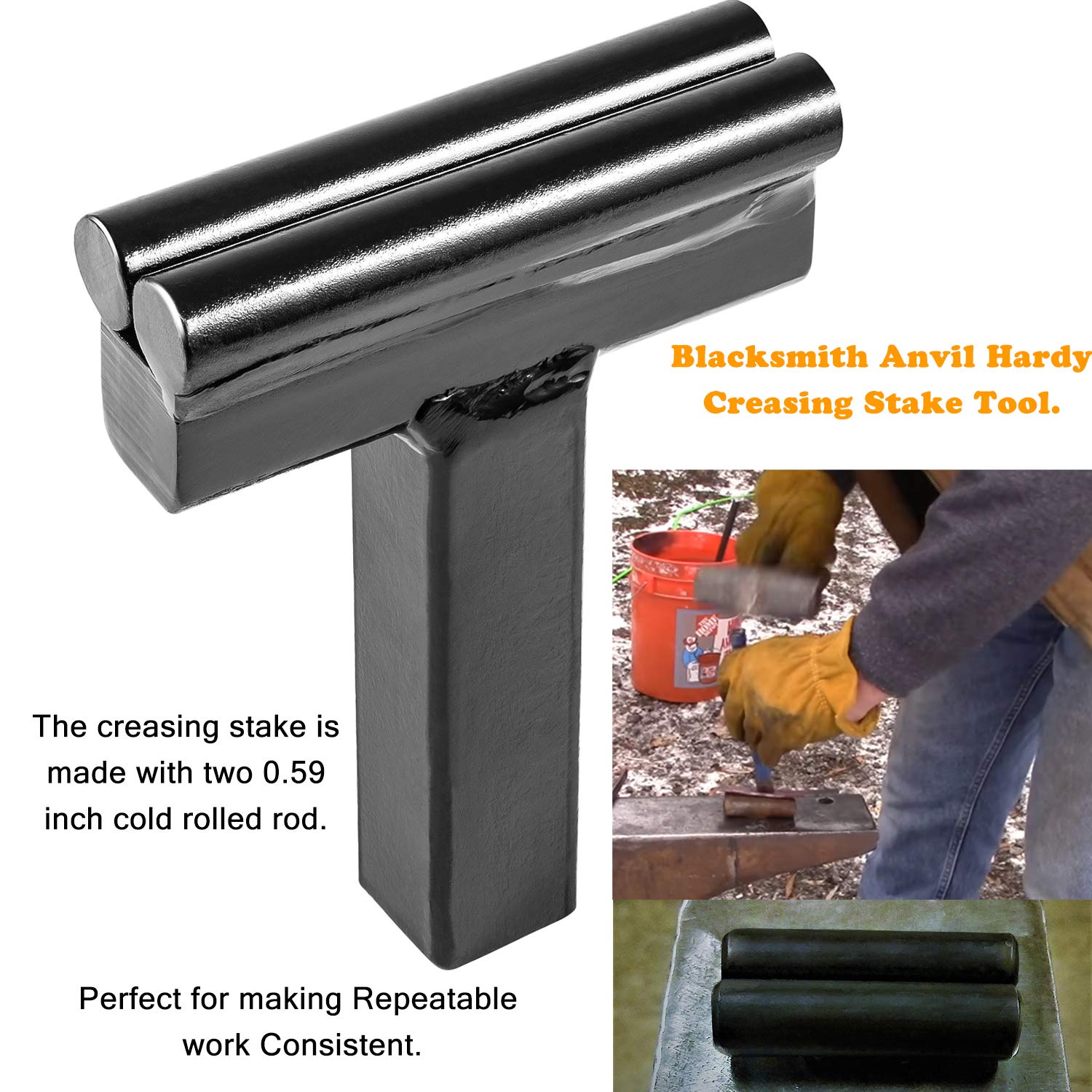 1 Inch Blacksmith Anvil Forge Hardy Tool Set 3pcs - Hot Cut Tool, Creasing Stake & Spring Fuller for Metalworking | Perfect for Blacksmithing, Knife Making & DIY Metal Projects