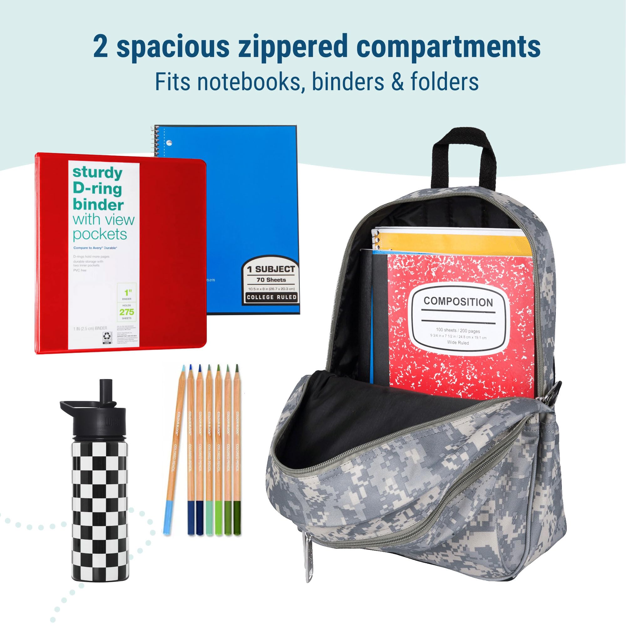 Wildkin 15-inch Kids Backpack - Durable Padded Adjustable School Backpack for Boys & Girls - Lightweight Travel Backpack for Daycare, Hiking & Outdoor Adventures - Digital Camo Design