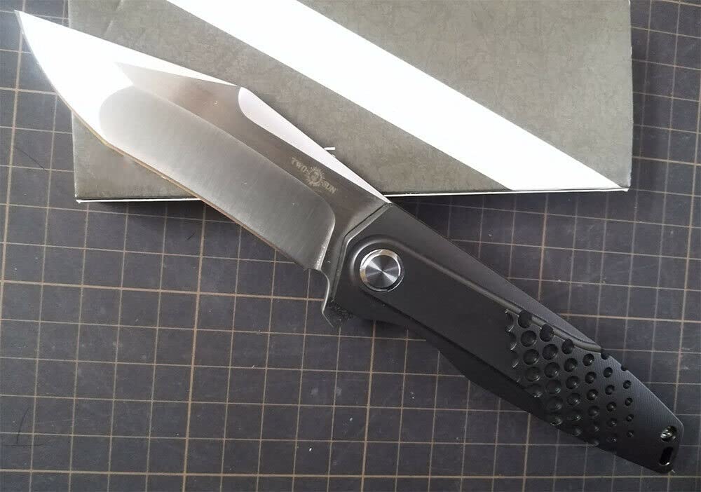 TwoSun TS296 Titanium Flipper Knife - 14C28N Stainless Steel Blade, Fast Open Camping & Outdoor EDC Folding Knife for Hiking, Survival, and Everyday Carry