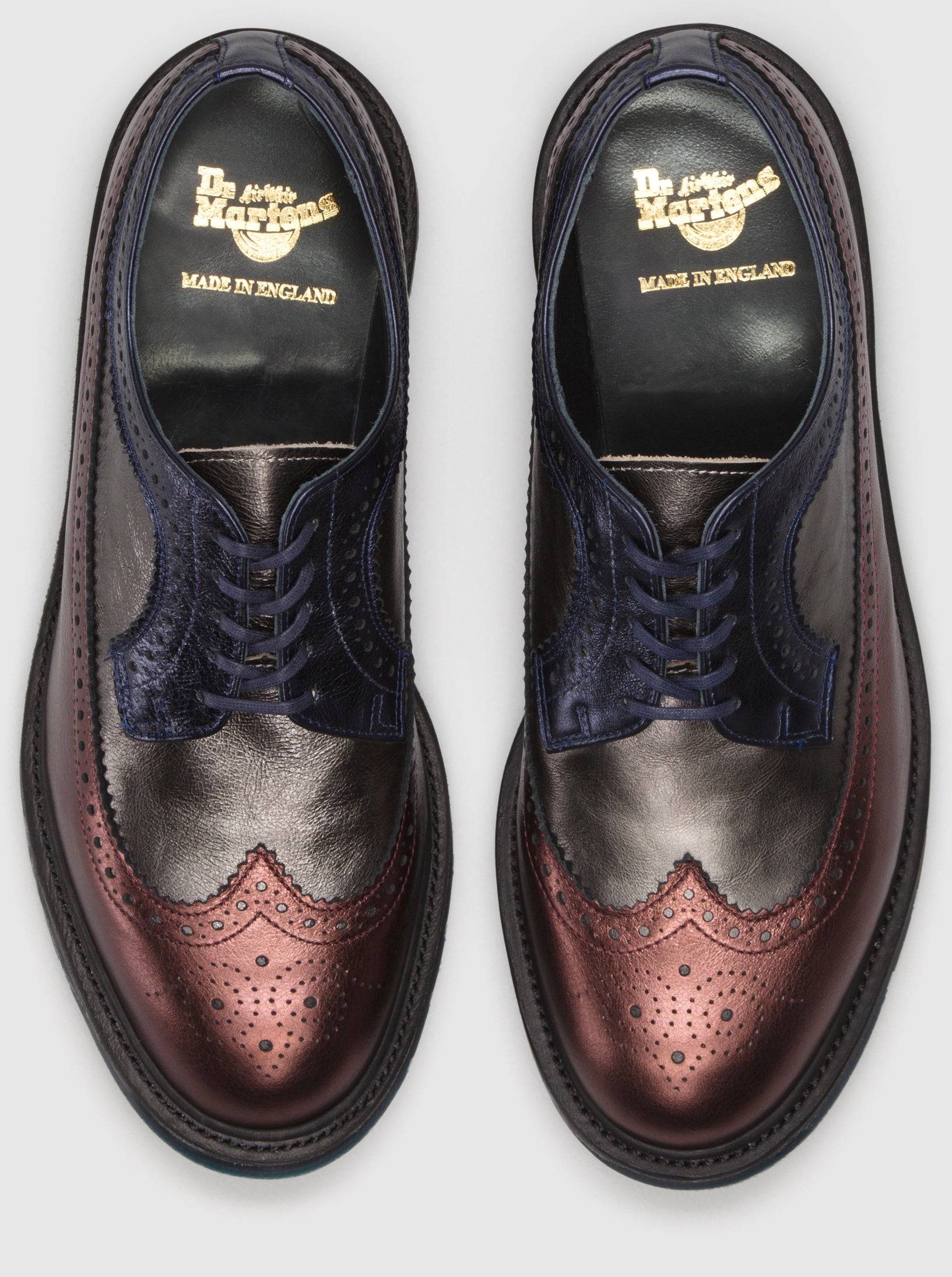 3989 Cherry Red, Pewter & Navy Anilmorbido Oxford MIE Shoes - Stylish & Comfortable for Work, Casual & Formal Occasions