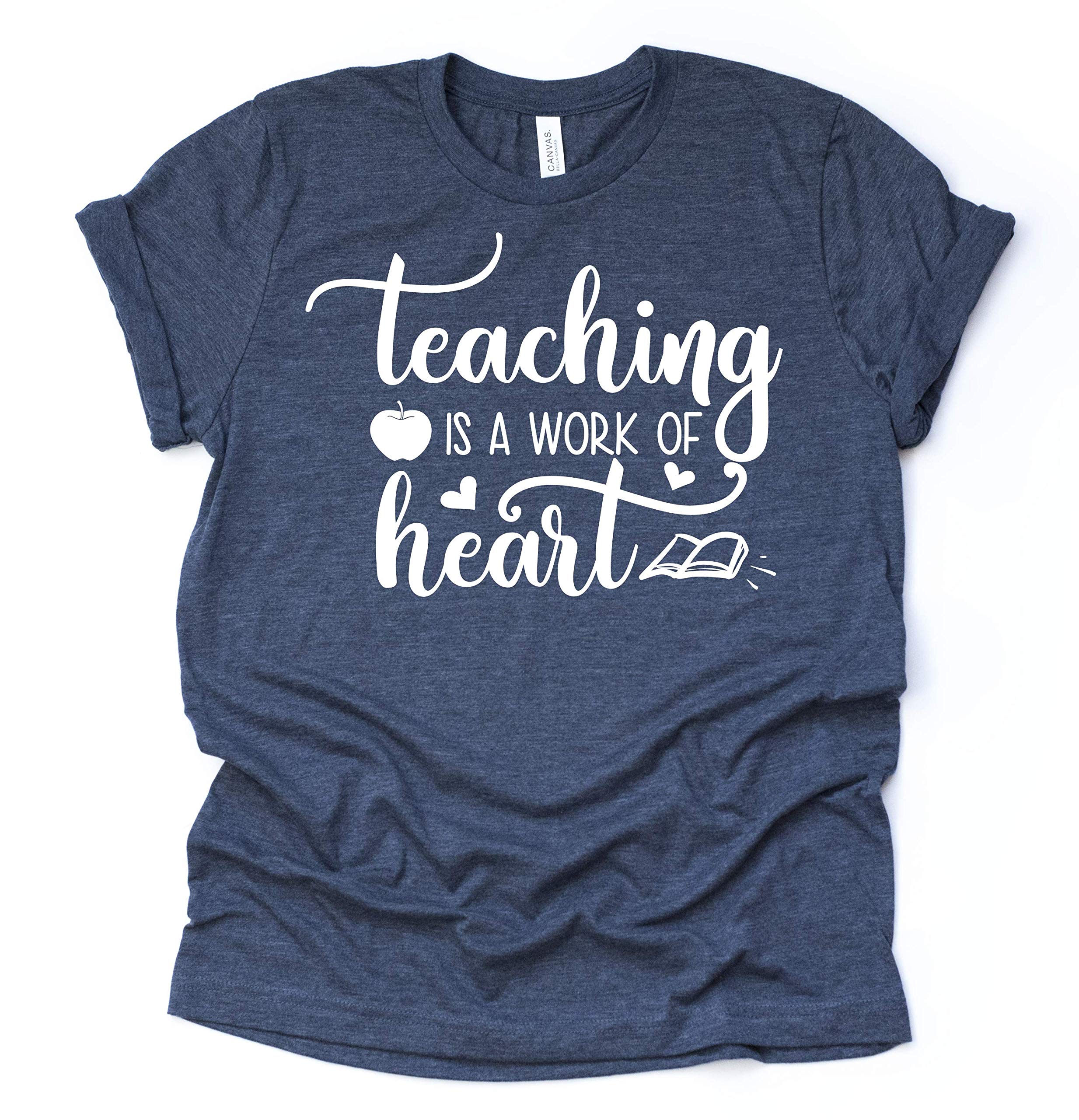 Teaching is a Work of Heart - Women's Teacher T-Shirt (Misses, Unisex & Plus Size) - Assorted Colors - Perfect for Teacher Appreciation Week, Classroom Wear & School Spirit Events