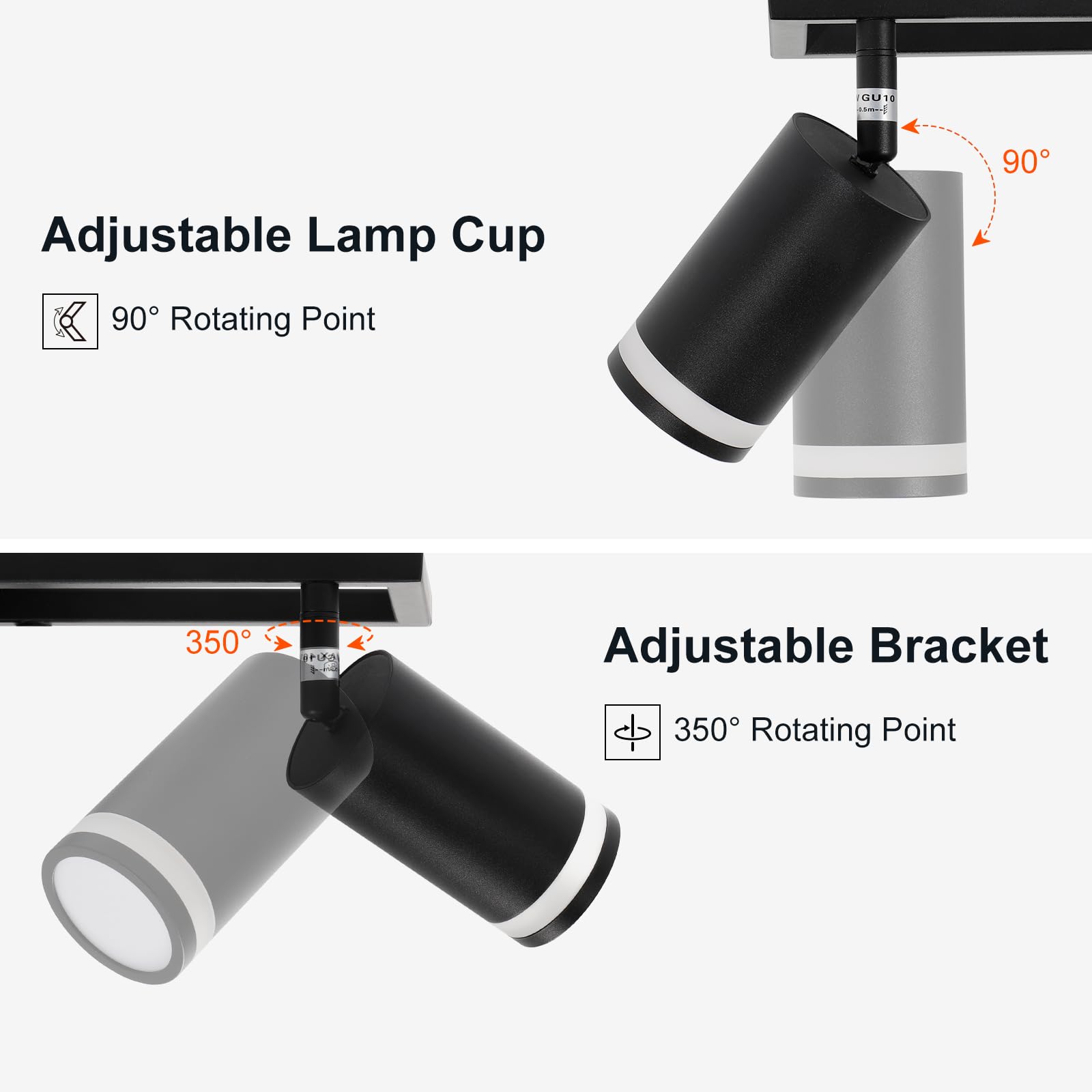 4-Light Black GU10 LED Track Lighting Fixture - Modern Ceiling Spotlight Kit for Kitchen, Hallway, Bedroom & Living Room - Adjustable Track Lights for Home & Office Lighting