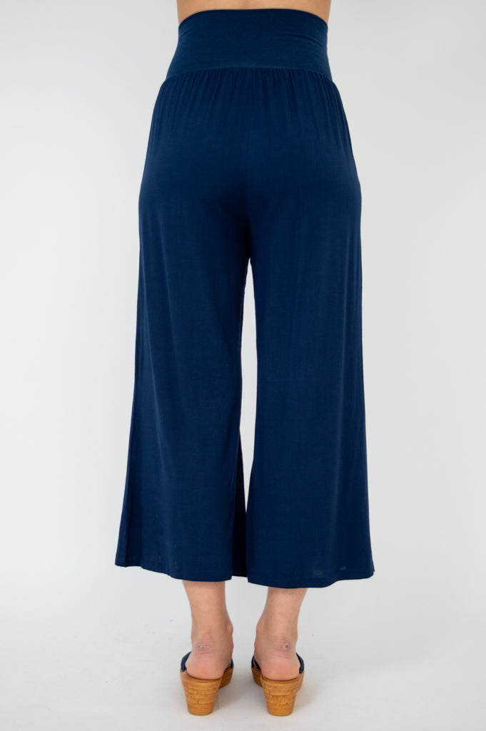Landon Capri Pants - Soft Indigo Linen Bamboo Blend for Women | Comfortable & Breathable for Summer, Travel & Casual Wear